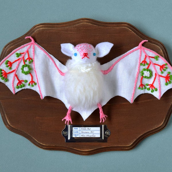 Print: White Bat - photograph poster wall-decor wall-art HineMizushima animal home-decor biology specimen embroidery animal mammal 水島ひね