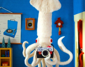 Print: Giant Squid Selfie - photograph poster diorama camera digital-print photobomb wall-art wall-decor HineMizushima social-media 水島ひね