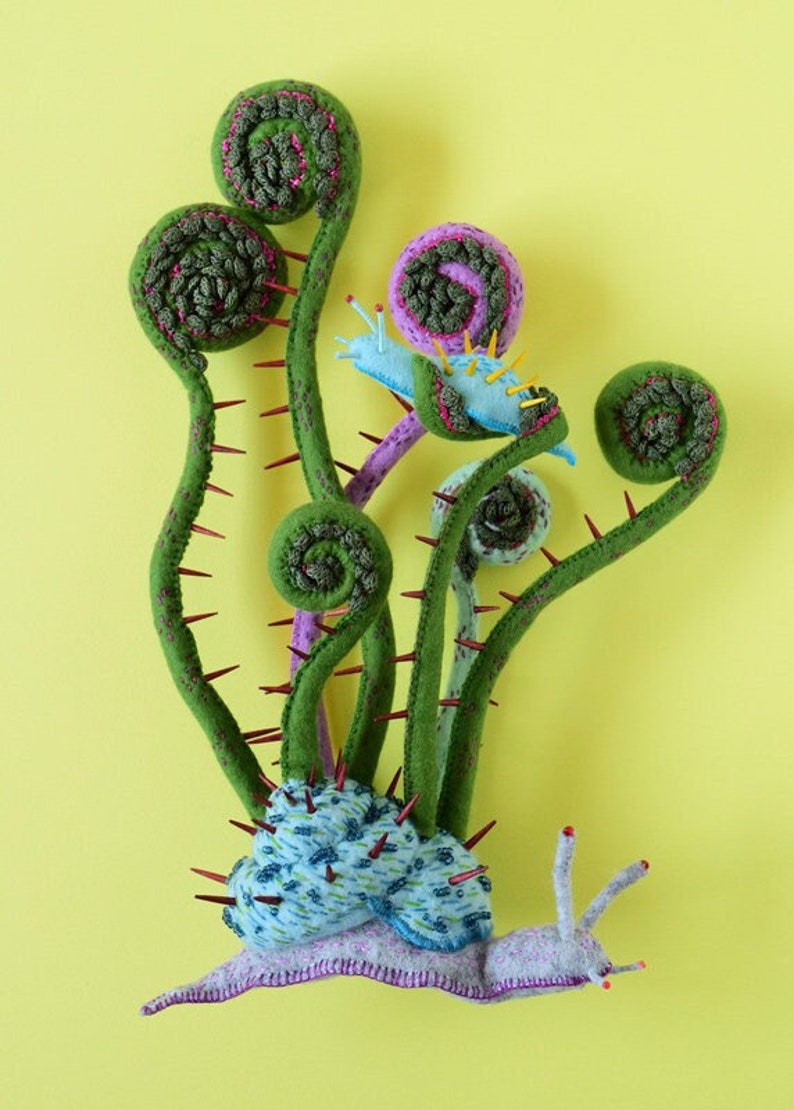 Print: Spiky Snail Fiddlehead photograph poster wall-decor art photo HineMizushima slug wall-art plants botanical ポスター 水島ひね ゼンマイ カタツムリ image 1