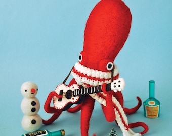 Print: Ukulele Octopus - photography poster wall-art wall-decor music HineMizushima guitarist snowman winter holidays musician 水島ひね