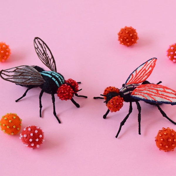 Print: Adorable Fly Couple - photograph poster wall-decor HineMizushima bug wall-art insect creepy lovely 水島ひね