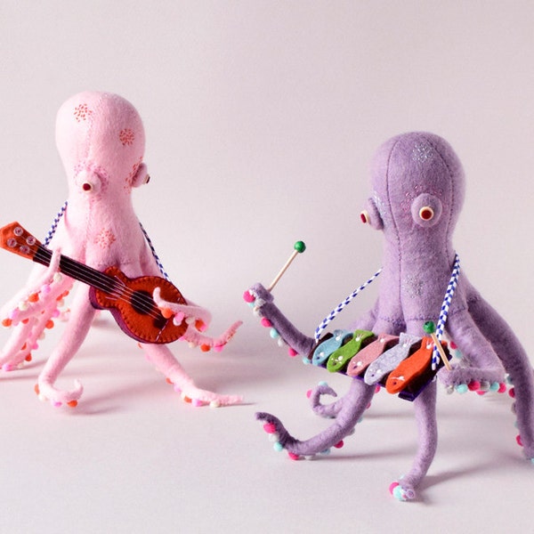 Print: Octopus Band - photo photography poster art music walldecor ocean sea creature xylophone ukulele HineMizushima pink lavender 水島ひね