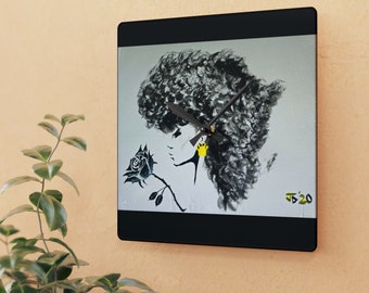 Acrylic Wall Clock African fro