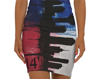 Women's Mid-Waist Pencil Skirt (AOP) Dallas Texas skyline