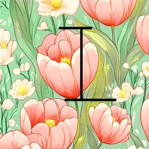 Tissu avec de jolies tulipes par mètre