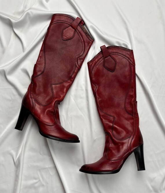 Vintage western adorable high heels Italian leather boots