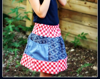 Treasure Hunt Skirt - PDF Sewing Pattern Instant Download - Sizes 6 months to 14 tween - kids love the pockets