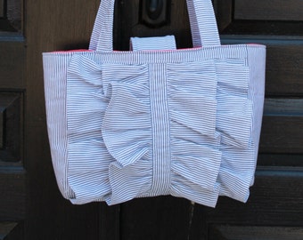 Ruffle Tote bag - PDF Sewing Pattern Instant Download - DIY Purse Tutorial