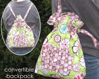 PDF Sewing Pattern - Convertible Backpack to Tote - easy bag to sew - Instant Download