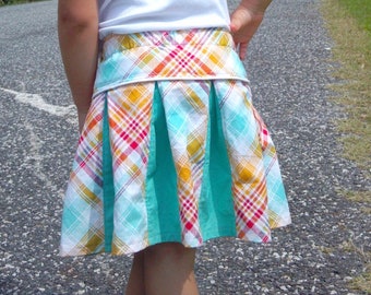 PDF Sewing Pattern - Pleated Skirt with piping detail - Sizes 6 -12 months to 14 tween