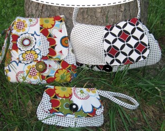 Aivilo Curvy Trio: Messenger Purse and Wristlet - set of 3 easy PDF sewing patterns - Instant Download