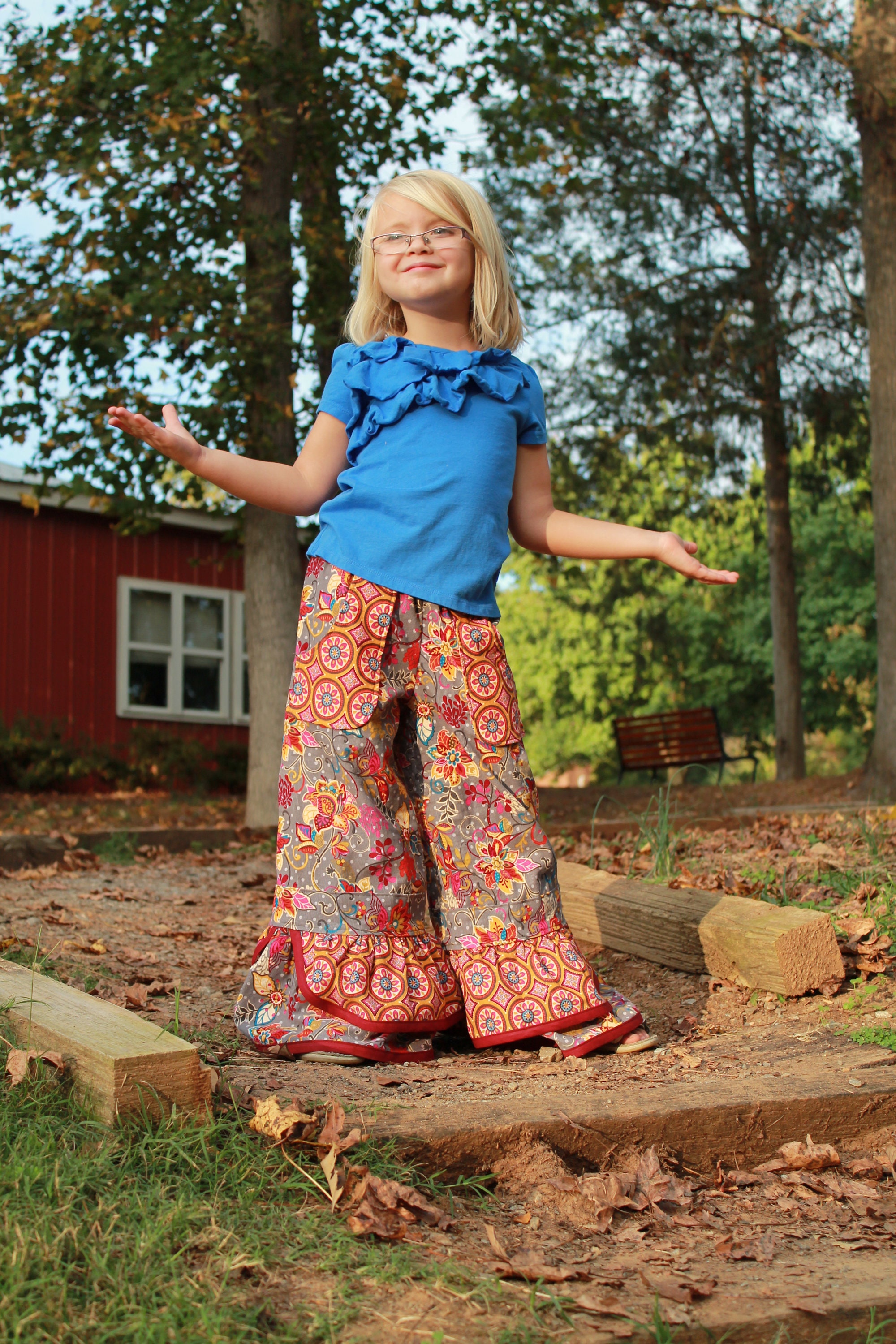 PDF Sewing Pattern - Ruffle Pants With Pleated or Bias Trimmed
