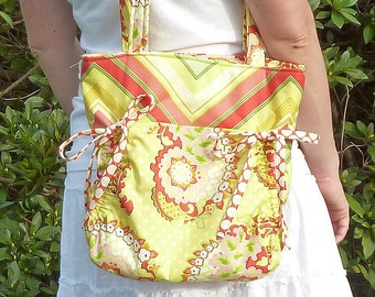 Tote Bag Sewing Pattern PDF - Aivilo Cinch Purse - easy to sew handbag with bows