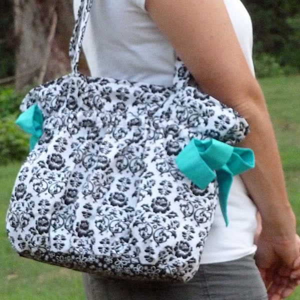 Drawstring Tote Bag - easy pdf purse sewing pattern - instant download