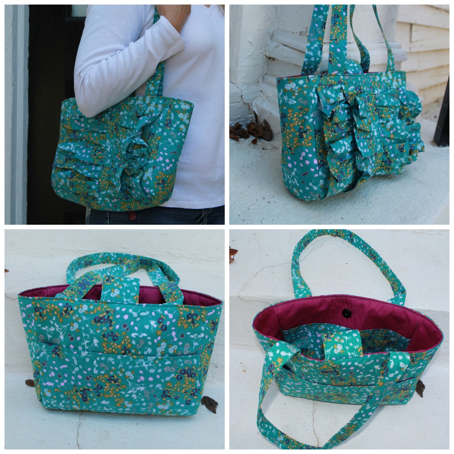 Ruffle Tote Bag - PDF Sewing Pattern Instant Download - DIY Purse ...