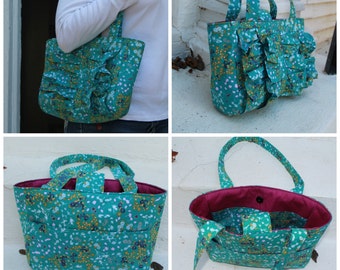 Ruffle Tote bag - PDF Sewing Pattern Instant Download - DIY Purse Tutorial