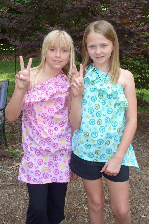 One Shoulder Ruffle Top PDF Tweens Sewing Pattern Instant