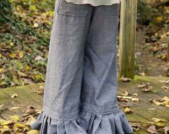 PDF Sewing Pattern - Ruffle Pants With Pleated or Bias Trimmed