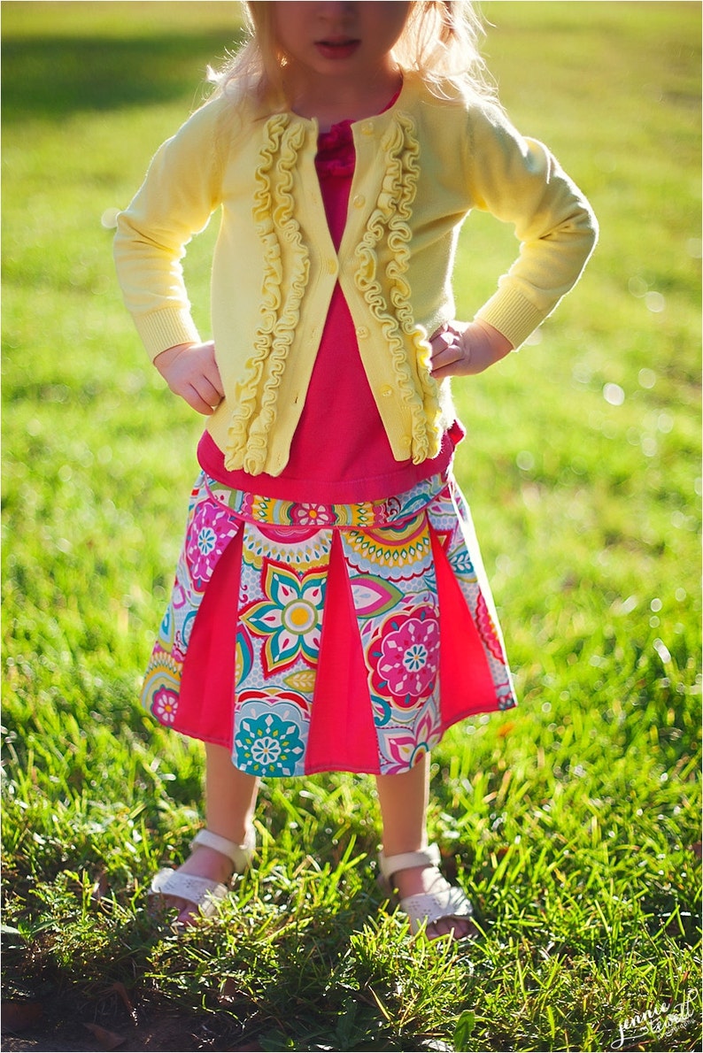PDF Sewing Pattern Pleated Skirt with piping detail Sizes 6 12 months to 14 tween image 3