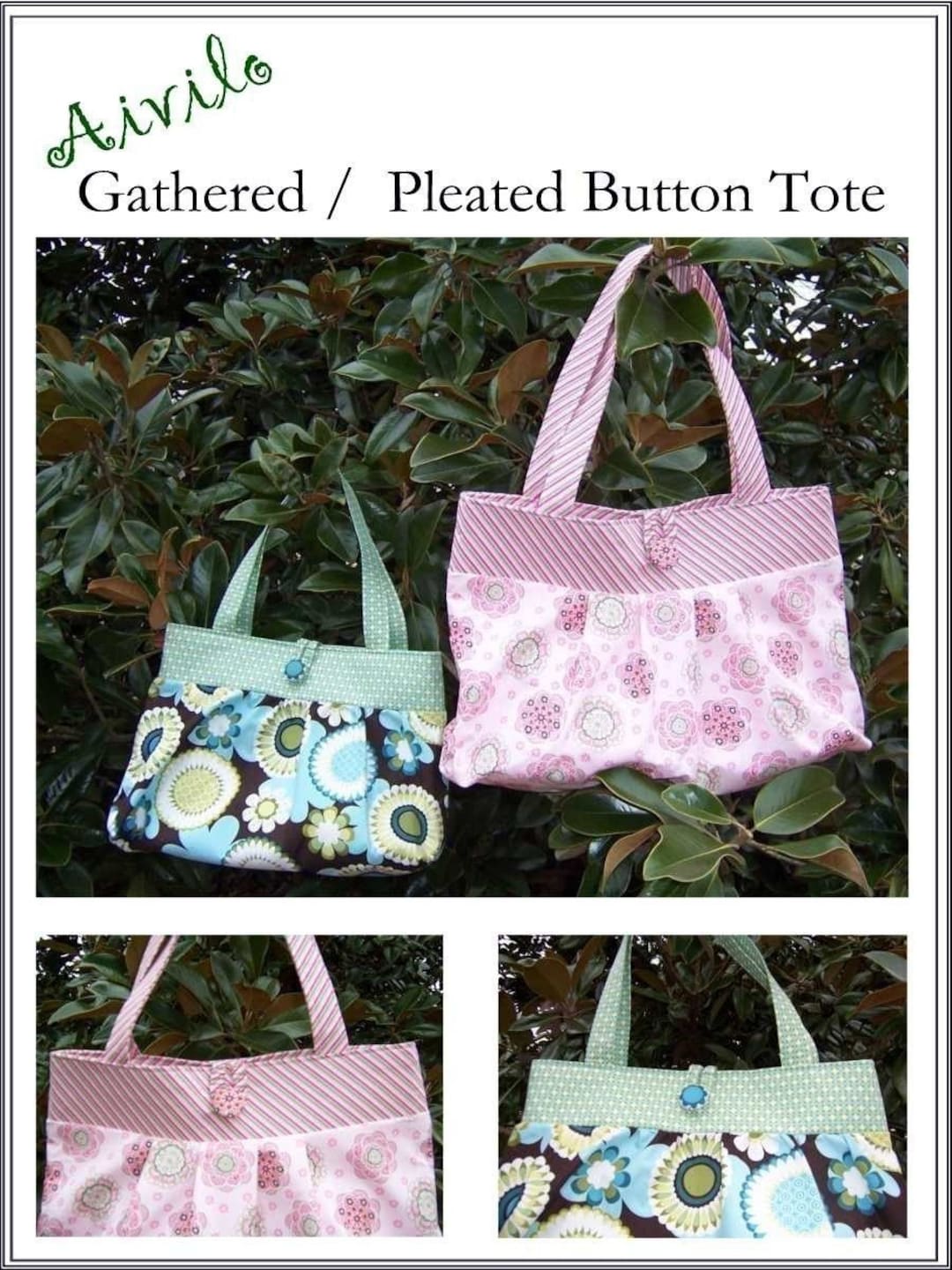 Tote Bag Sewing Pattern PDF Instant Download Gathered / - Etsy