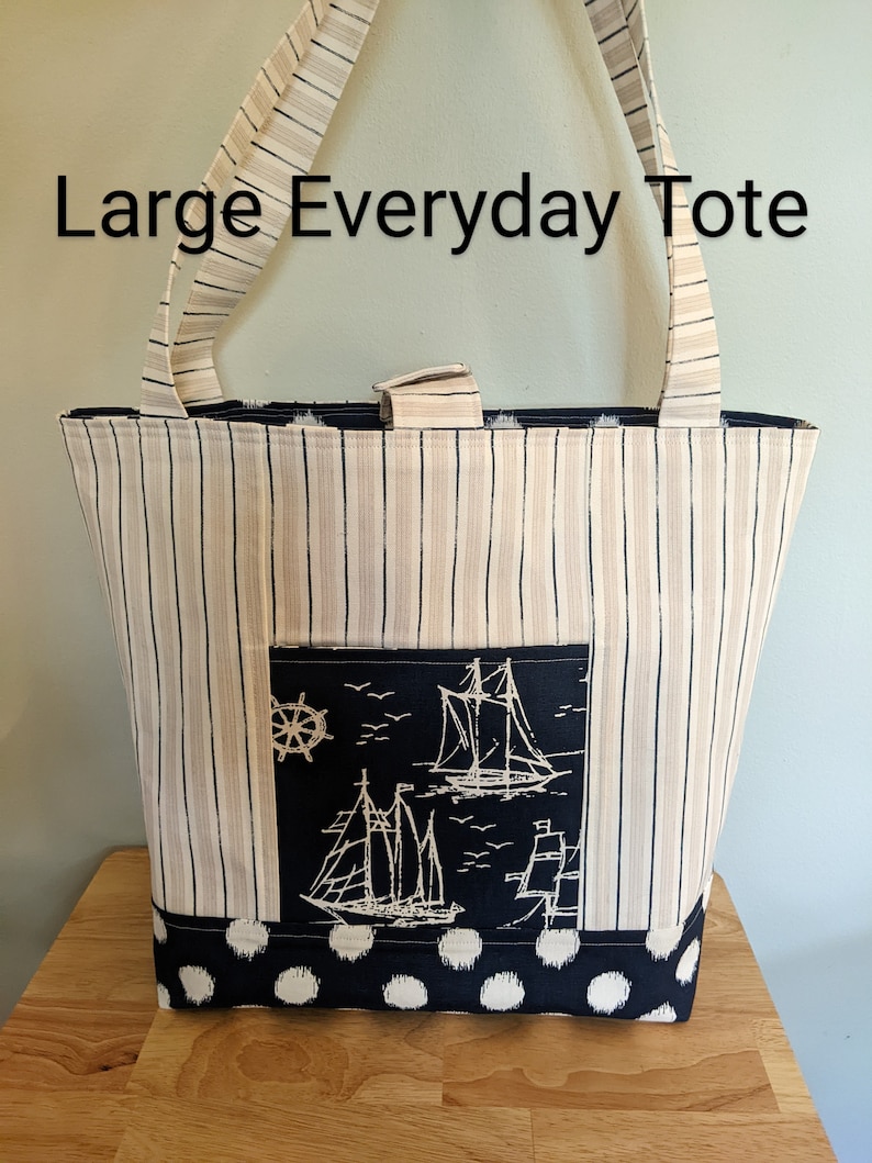 Everyday Tote Bag Easy PDF Purse Sewing Pattern 3 Sizes to Make Customize Your Pockets Instant Download image 4