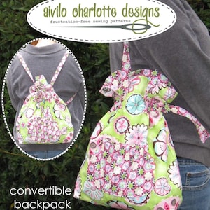 Sewing Pattern pdf - Convertible Backpack to Tote - great purse or dance bag - Instant Download