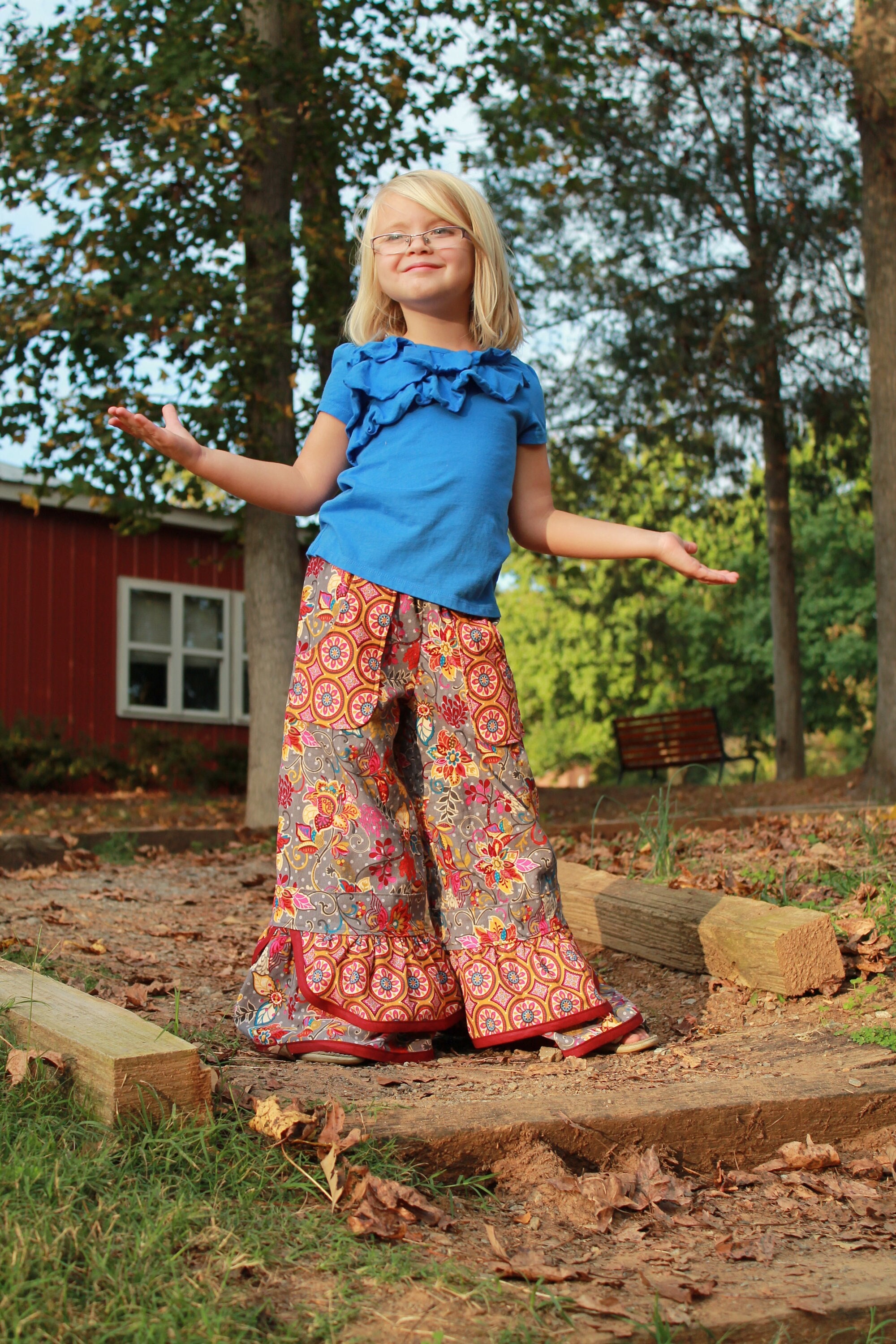 PDF Sewing Pattern - Ruffle Pants With Pleated or Bias Trimmed