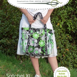 Satchel XL tote bag easy pdf Purse Sewing Pattern Instant Download great diaper bag, travel bag or carry all image 2