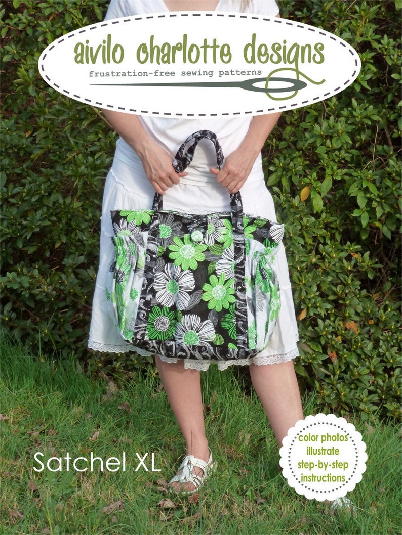 Satchel XL tote bag easy pdf Purse Sewing Pattern Instant Download great diaper bag, travel bag or carry all image 2