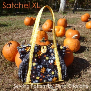 Satchel XL tote bag easy pdf Purse Sewing Pattern Instant Download great diaper bag, travel bag or carry all image 1