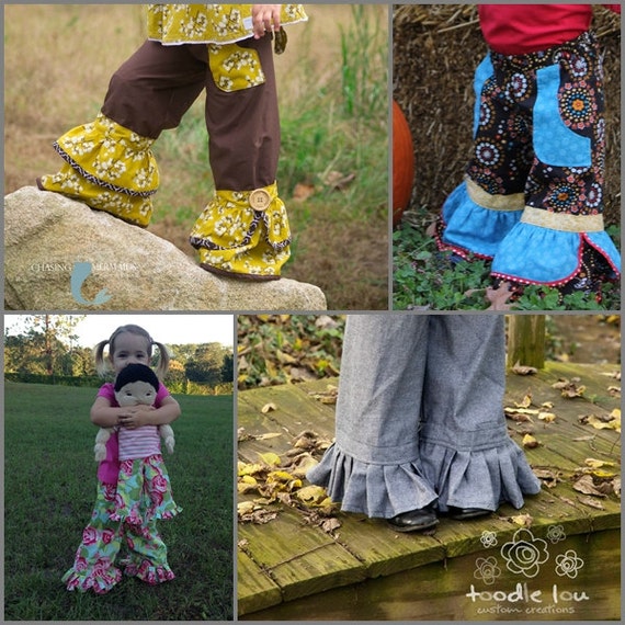 PDF Sewing Pattern - Ruffle Pants With Pleated or Bias