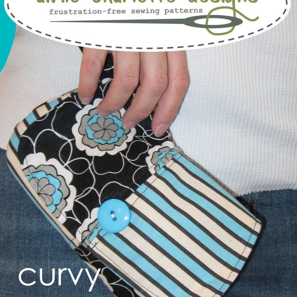 pdf Sewing Pattern - Curvy Wristlet - easy wristlet wallet - makes a great camera case - Instant Download