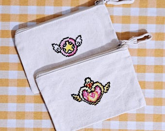 Handgemaakt katoenen zakje | Kruissteek Cardcaptor Sakura & Sailor Moon Design