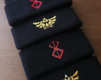 Handgemaakte gamermuts | Zelda Hyrule Crest & Berserk Brand of Sacrifice-borduurwerk | Cosplay-anime-gif