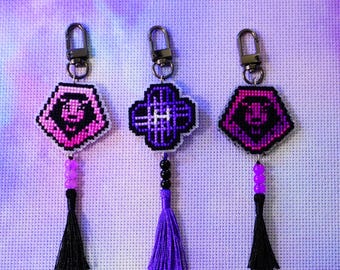 Kpop Demon Hunters Cross Stitch Keychain | Beaded Tassel Norigae