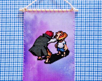 One Piece Lufy Shanks Cross Stitch, Handmade Tapestry Wall Decor