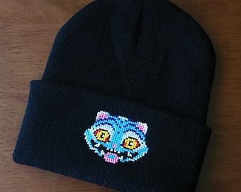 Handmade Kpop Demon Hunters Beanie hats / Derpy Tiger cross-stitch hats