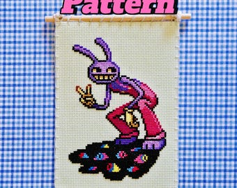 Amazing digital circus Jax Cross Stitch Crochet Pixel Pattern TADC