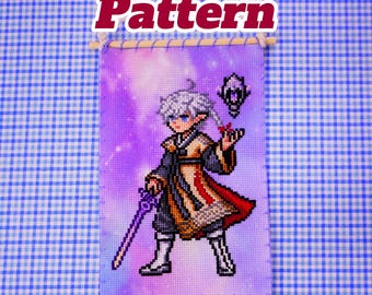 Wzór haftu krzyżykowego na Hanboka Alisaie z FFXIV, Fan Art z Final Fantasy 14 w formacie PDF, Nowoczesny wzór haftu Hanbok, Urocza postać z gry