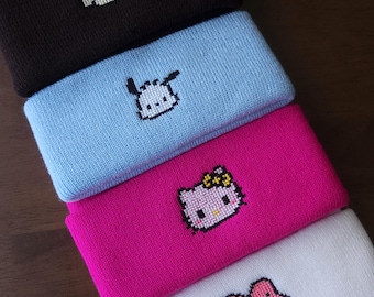Handgemaakte Sanrio Pixel-beanie | Hello Kitty, My Melody, pompompurin