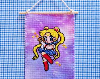 Sailor Moon Cross Stitch, Handmade Tapestry Wall Decor