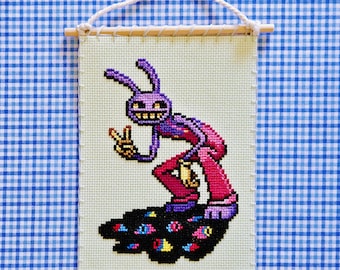 Amazing digital circus Jax Cross Stitch, Handmade Tapestry Wall Decor