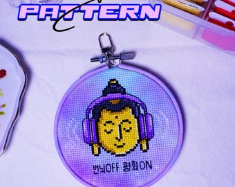 Buddha Face Cross Stitch Pattern PDF | Buddhist Modern Pixel Art | Meditation Zen Wall Art Embroidery | Instant Download