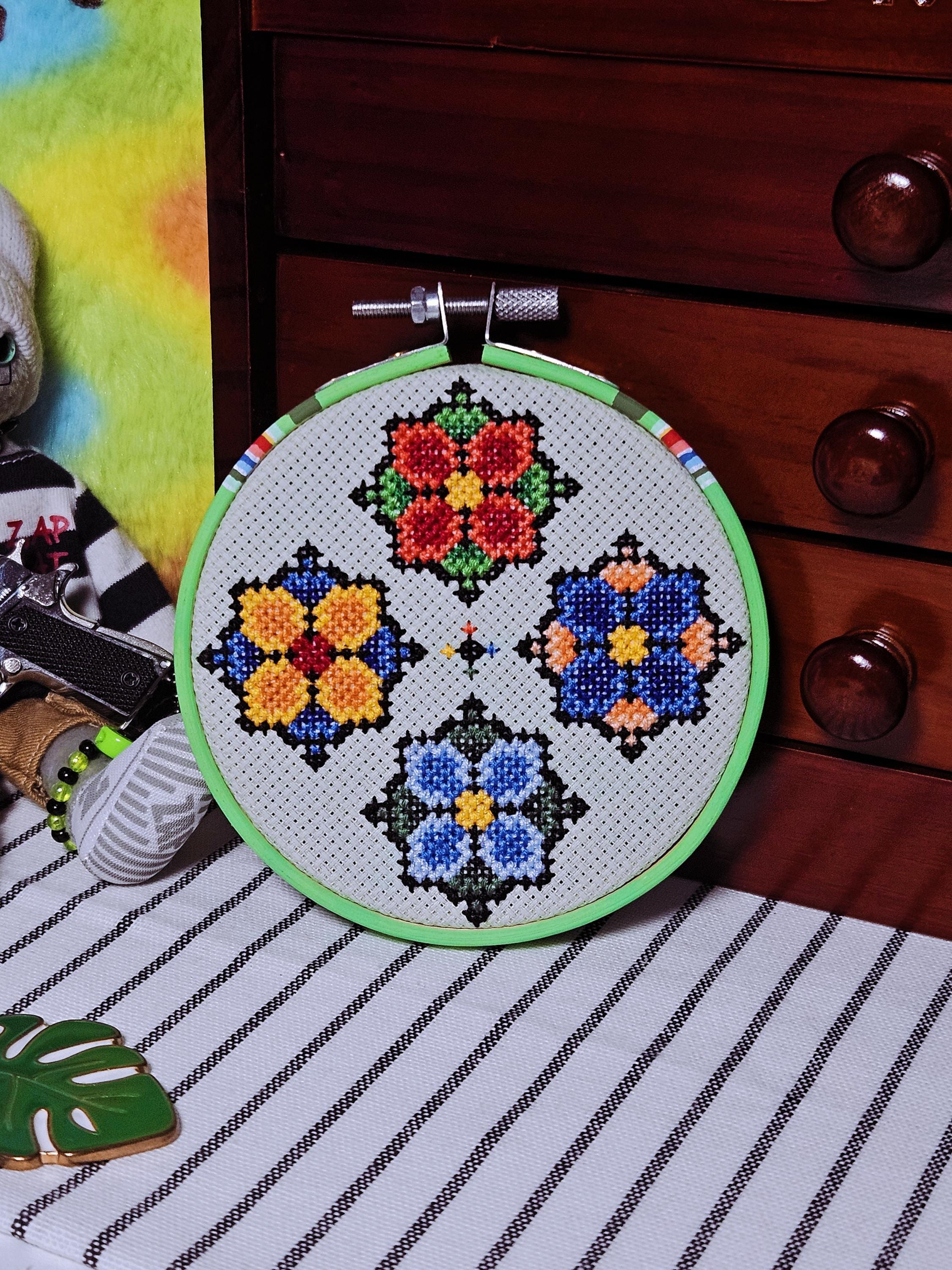 Korean Dancheong Cross Stitch Pattern: Norigae Keychain Design