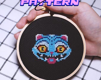 Derpy kruissteekpatroon tijgergezicht | Pdf direct downloaden | Fanart K-Pop demonenjagers