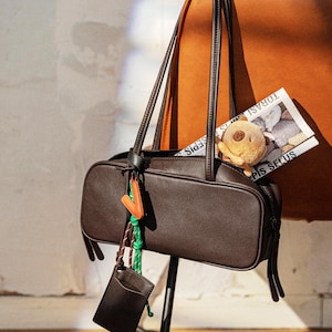 Classic Leather Top Handle Bag, Timeless Leather Shoulder Bags, Small Tote Bag,  Minimal Leather Handbags
