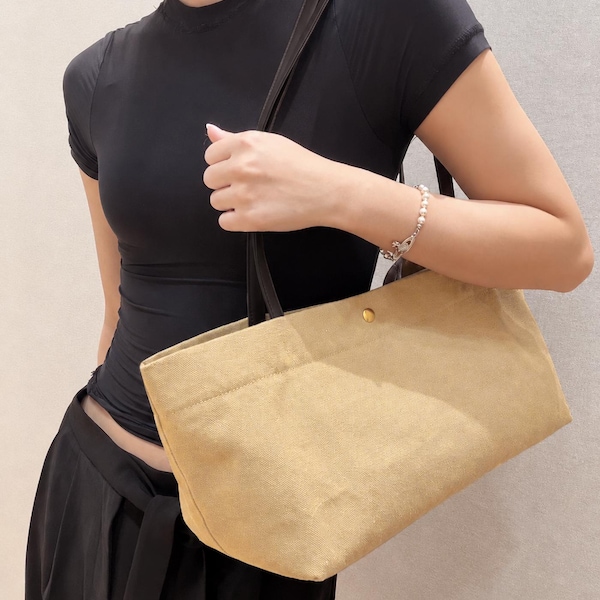 Minimalist Canvas Tote Bag, Everyday Shoulder Bag, Lightweight Casual Handbag, Simple Work Tote