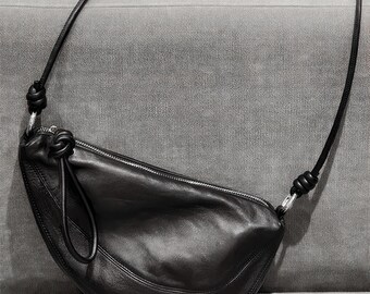 Croissant Shoulder Bags, Leather Croissant Bags, Lambskin Croissant Bag, Leather Shoulder Bag, Sling Bag