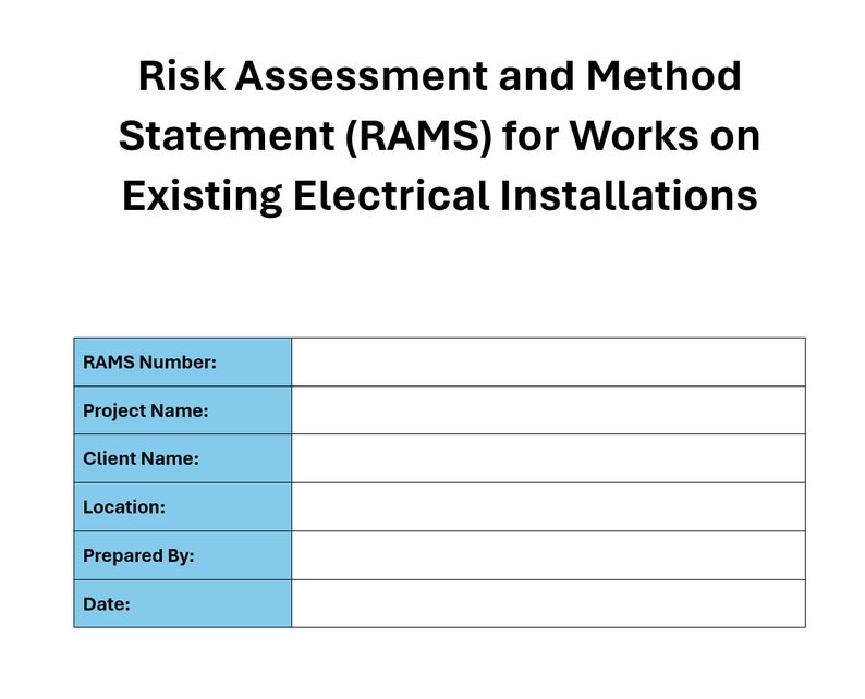 Equans Rams Example Electrical Work Method Statement Template, Risk Assessment, Electrical ...