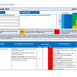 Modello vuoto per la valutazione del rischio: MS Word, completamente personalizzabile, modificabile e brandizzabile